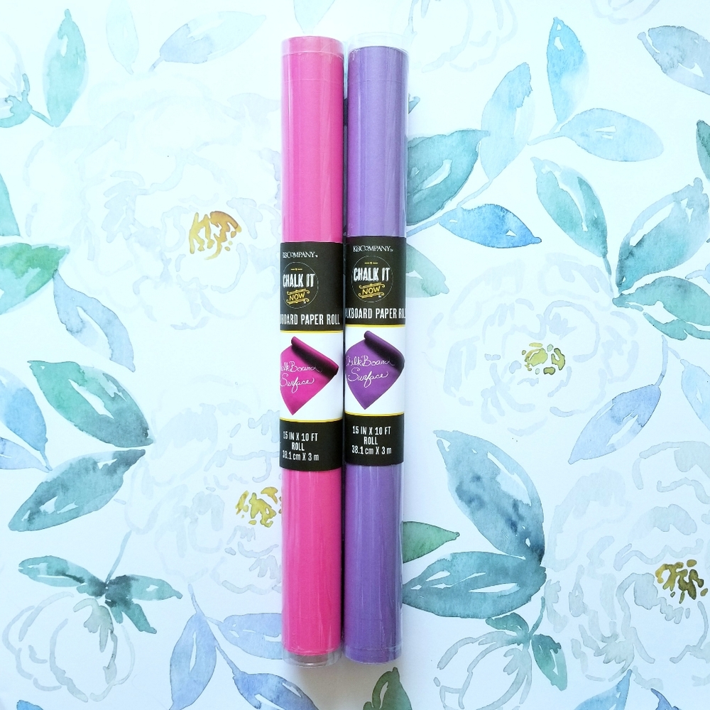 NEW! K & Company Chalk It Now Chalkboard Paper Rolls Pink and Purple 10 …